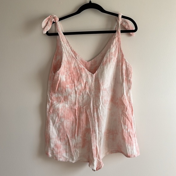 Show Me Your Mumu Cream and Pink Tilda Twisted Tie Dye Gauze Romper - Size S - Picture 5 of 7